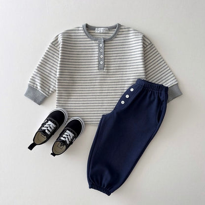 [PRE-ORDER] Striped Henley Long Sleeve Tee