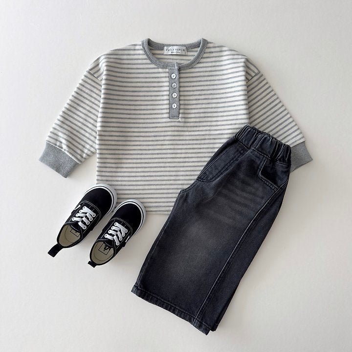 [PRE-ORDER] Striped Henley Long Sleeve Tee