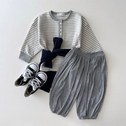 [PRE-ORDER] Striped Henley Long Sleeve Tee