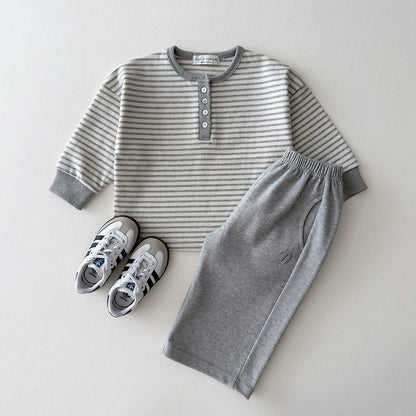 [PRE-ORDER] Striped Henley Long Sleeve Tee
