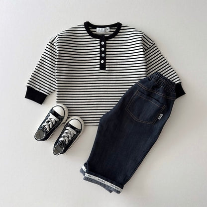 [PRE-ORDER] Striped Henley Long Sleeve Tee