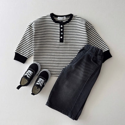 [PRE-ORDER] Striped Henley Long Sleeve Tee