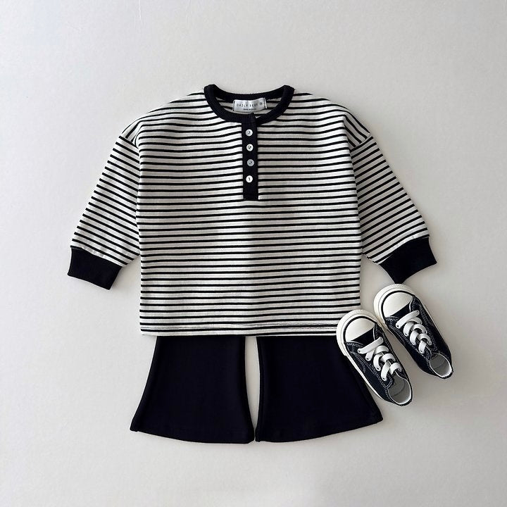 [PRE-ORDER] Striped Henley Long Sleeve Tee