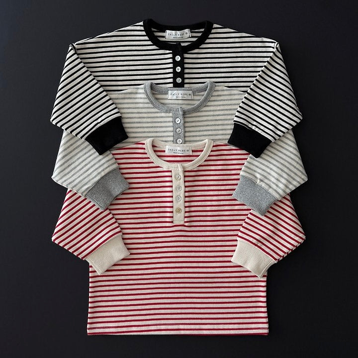 [PRE-ORDER] Striped Henley Long Sleeve Tee