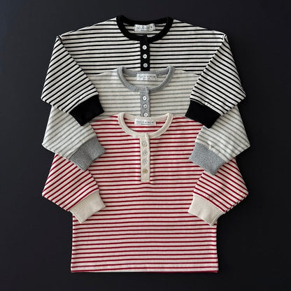 [PRE-ORDER] Striped Henley Long Sleeve Tee