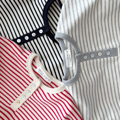 [PRE-ORDER] Striped Henley Long Sleeve Tee