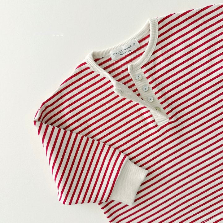 [PRE-ORDER] Striped Henley Long Sleeve Tee