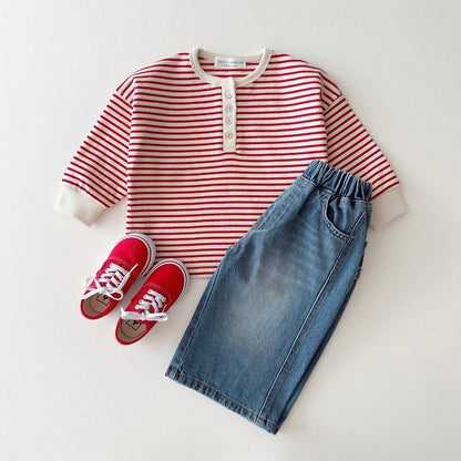 [PRE-ORDER] Striped Henley Long Sleeve Tee