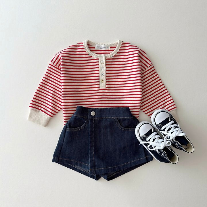[PRE-ORDER] Striped Henley Long Sleeve Tee