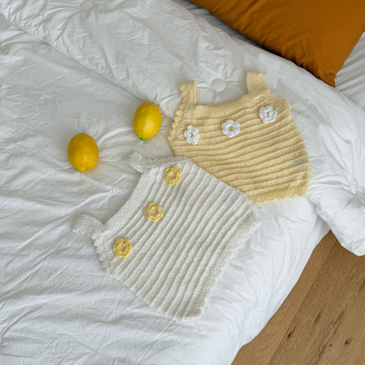 Yellow daisy knit top for girls