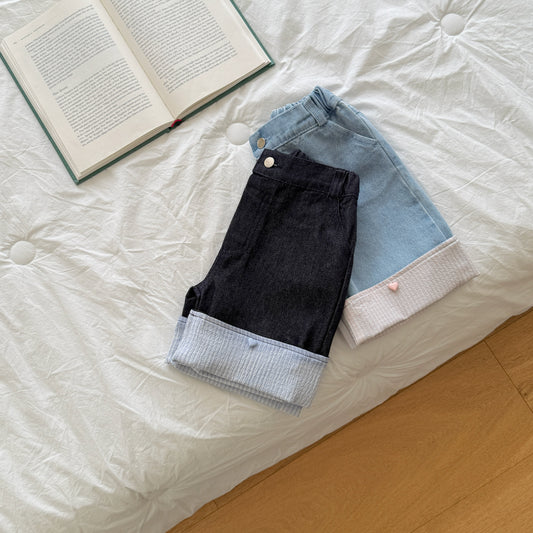 [PRE-ORDER] Rolled-up Denim Pants (Half Length)