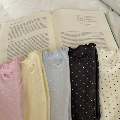 [PRE-ORDER] Dot Heart Punched Knee Socks