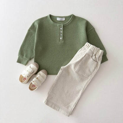 [PRE-ORDER] Waffle Henley Long Sleeve Tee