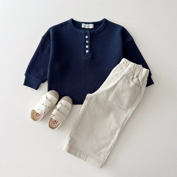 [PRE-ORDER] Waffle Henley Long Sleeve Tee