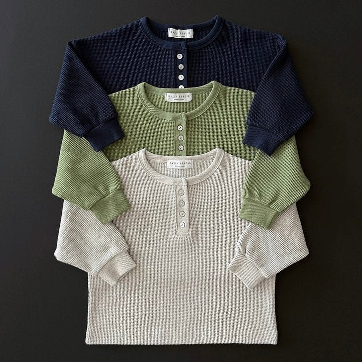 [PRE-ORDER] Waffle Henley Long Sleeve Tee