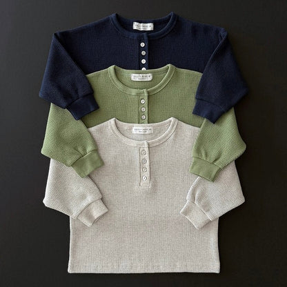 [PRE-ORDER] Waffle Henley Long Sleeve Tee