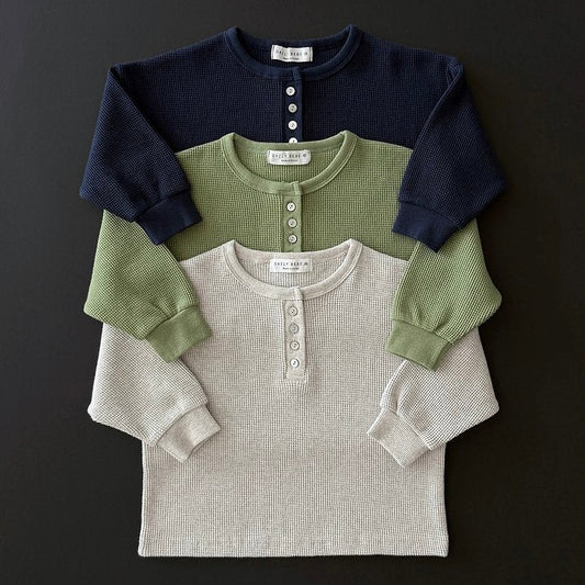 [PRE-ORDER] Waffle Henley Long Sleeve Tee