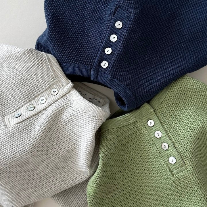 [PRE-ORDER] Waffle Henley Long Sleeve Tee