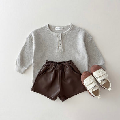 [PRE-ORDER] Waffle Henley Long Sleeve Tee