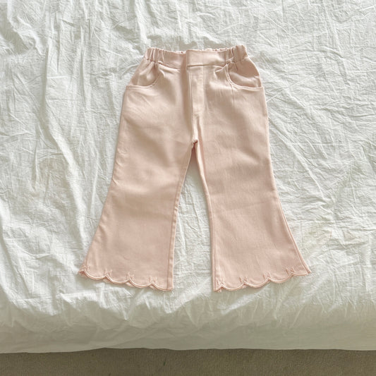 Wavy bootcut pants [pink S]