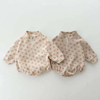 Flower Waffle Anorak Romper [Ivory S,M]