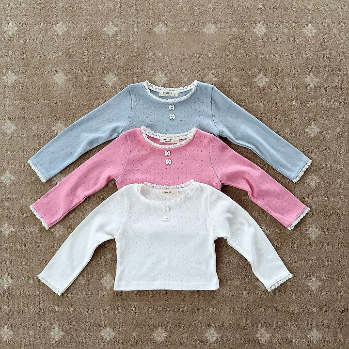 [PRE-ORDER] Ribbon Button Long Sleeve Tee