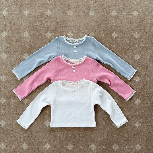 [PRE-ORDER] Ribbon Button Long Sleeve Tee