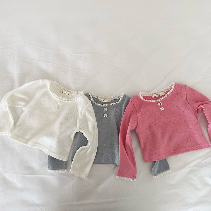 [PRE-ORDER] Ribbon Button Long Sleeve Tee