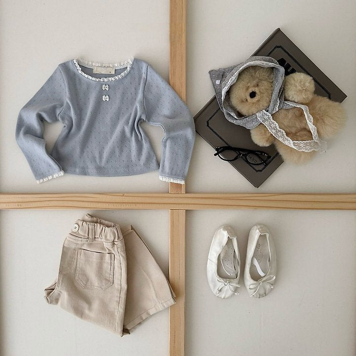 [PRE-ORDER] Ribbon Button Long Sleeve Tee