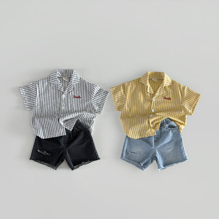Summer striped shirt [yellow XL]