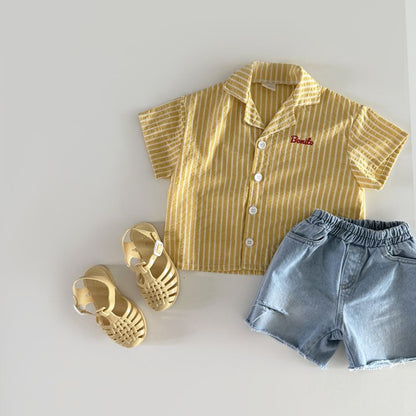 Summer striped shirt [yellow XL]