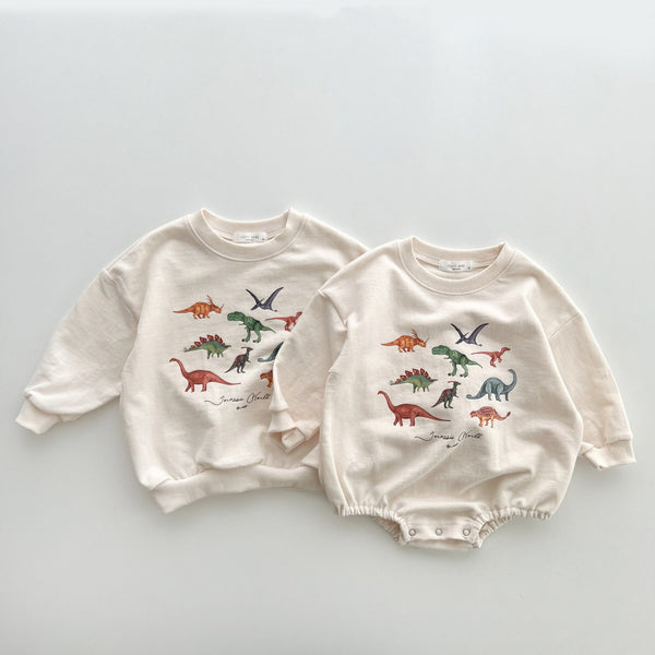 Dinosaur World Romper [ivory & green]