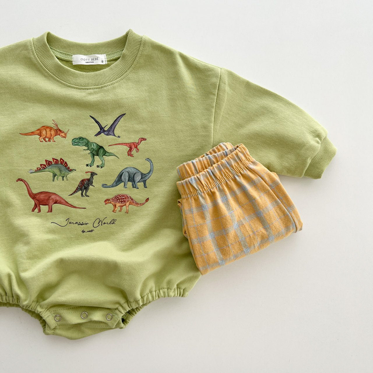 Dinosaur World Romper [ivory & green]