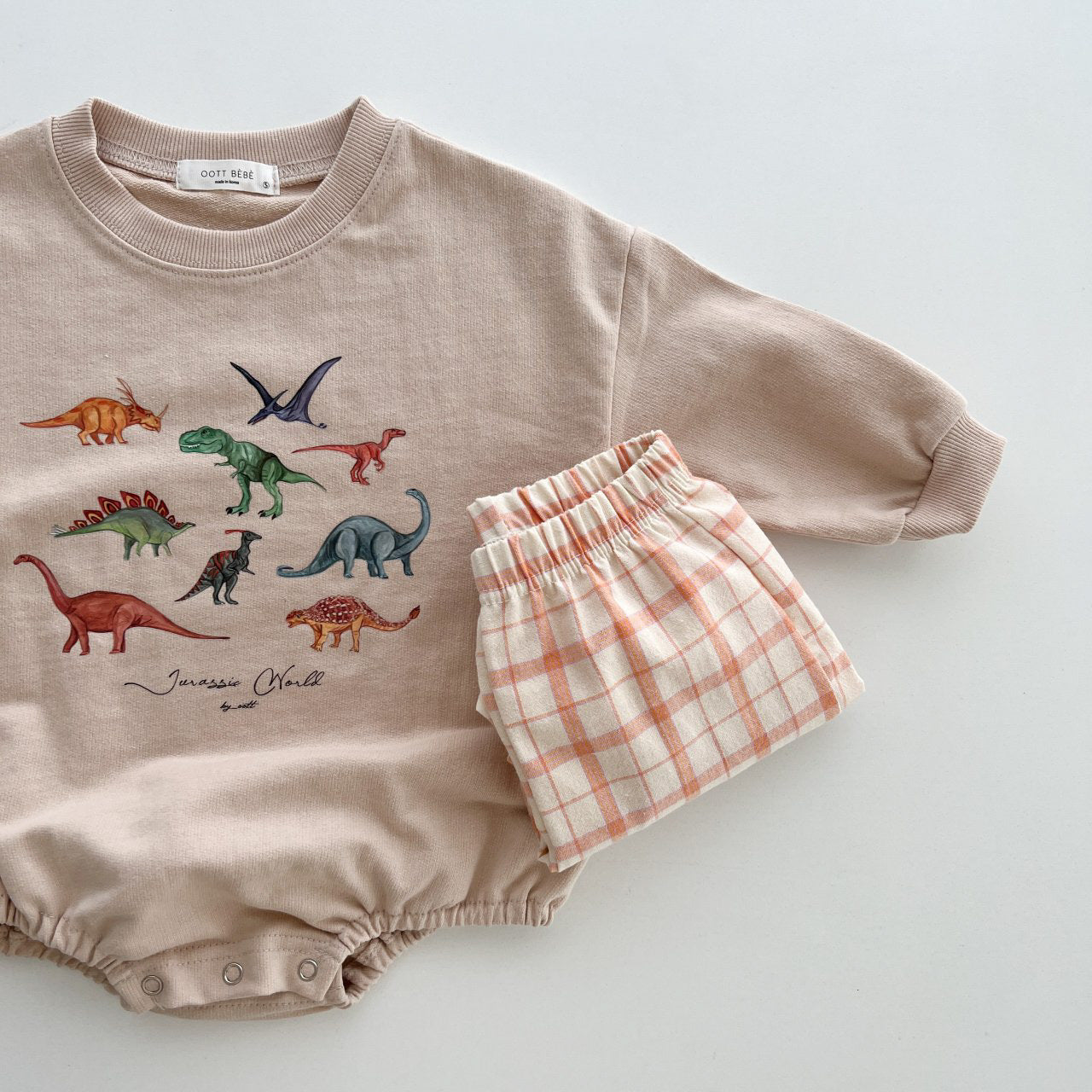 Dinosaur World Romper [ivory & green]
