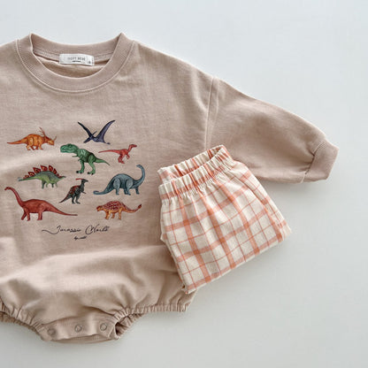 Dinosaur World Romper [ivory & green]