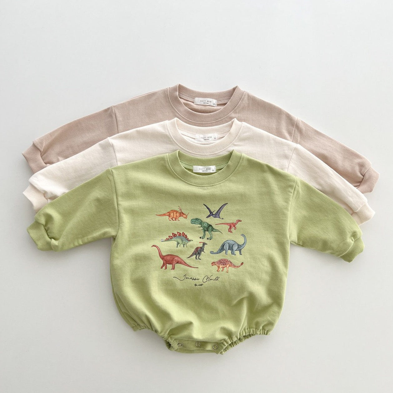 Dinosaur World Romper [ivory & green]