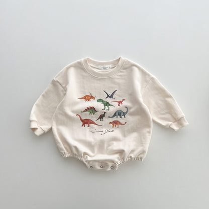 Dinosaur World Romper [ivory & green]