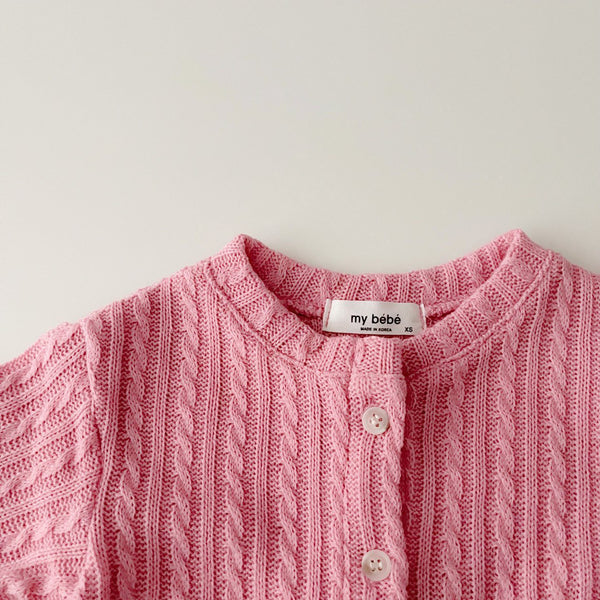 Spring Twist Cardigan [Ivory, Pink]