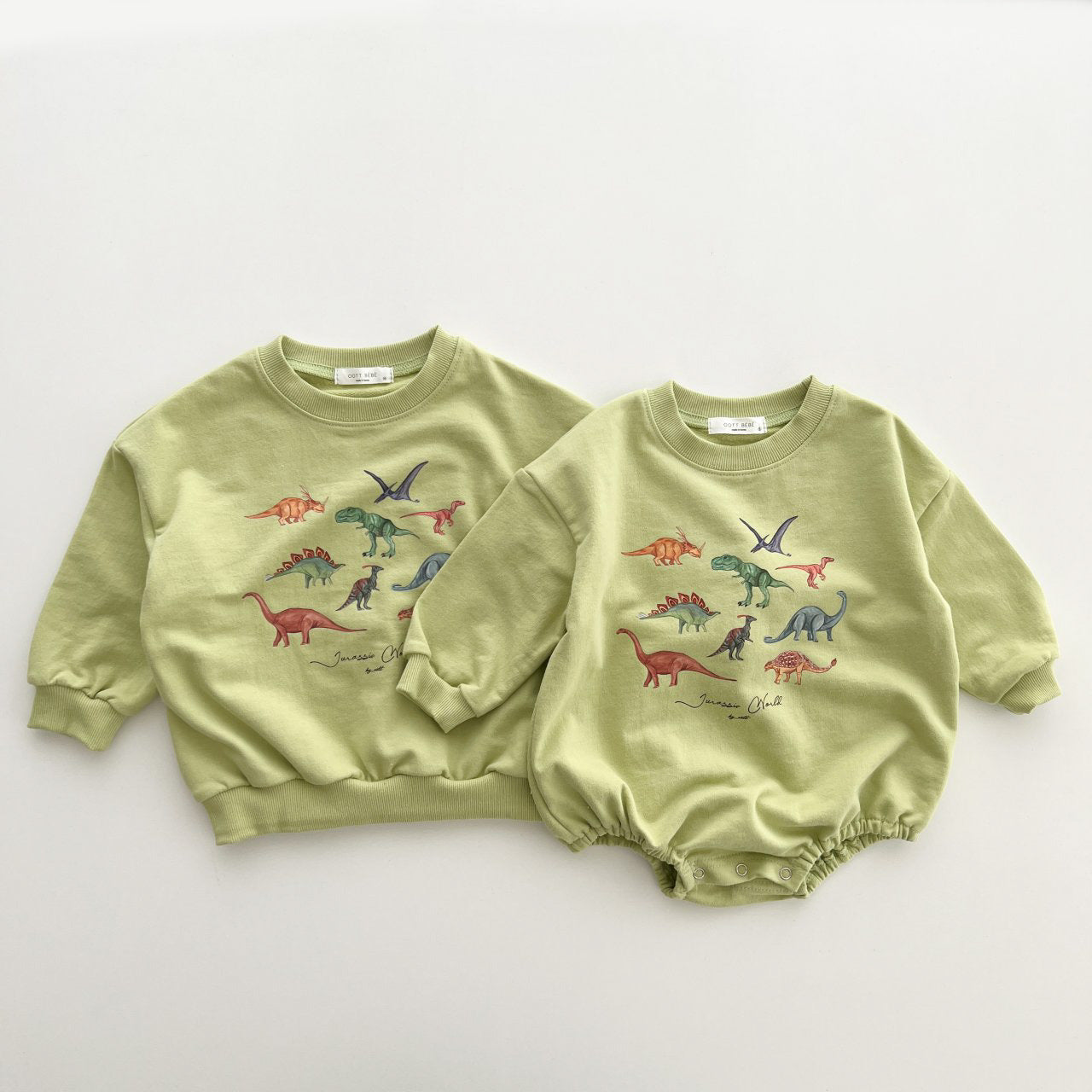 Dinosaur World Romper [ivory & green]