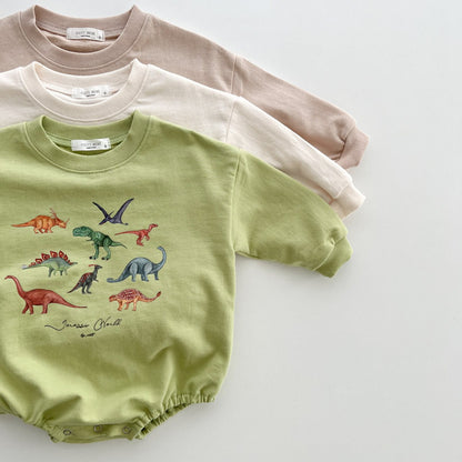Dinosaur World Romper [ivory & green]