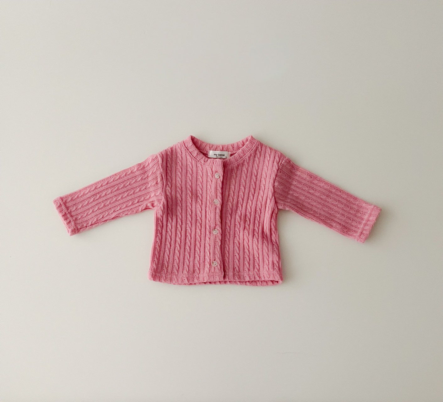 Spring Twist Cardigan [Ivory, Pink]