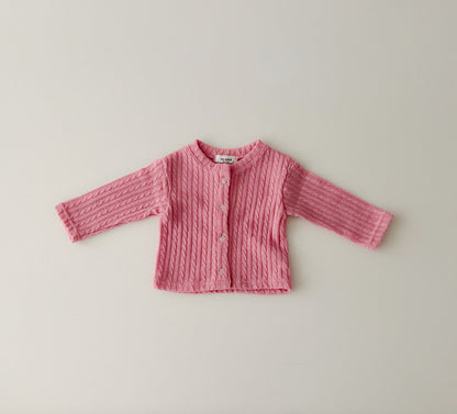 Spring Twist Cardigan [Ivory, Pink]