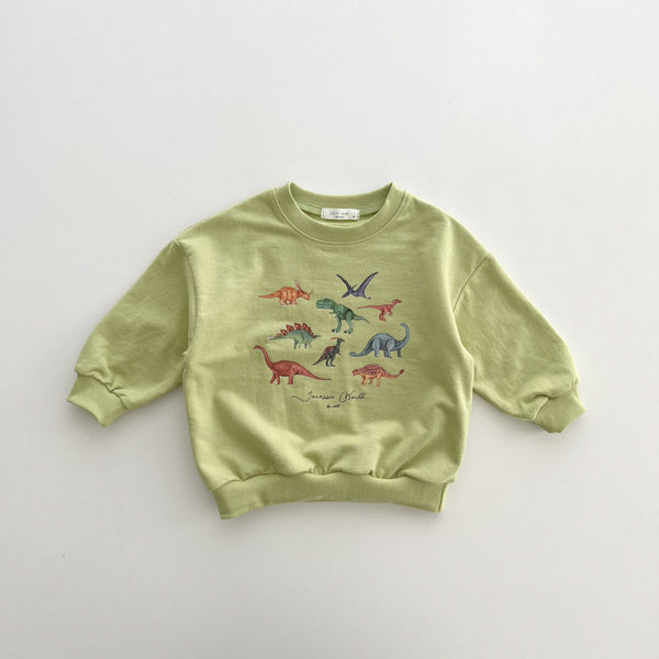 Dinosaur World Sweatshirt [green M & ivory XS,L]