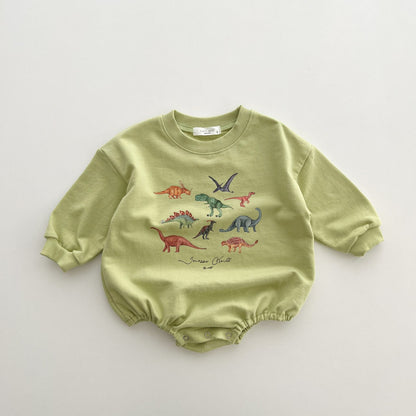 Dinosaur World Romper [ivory & green]