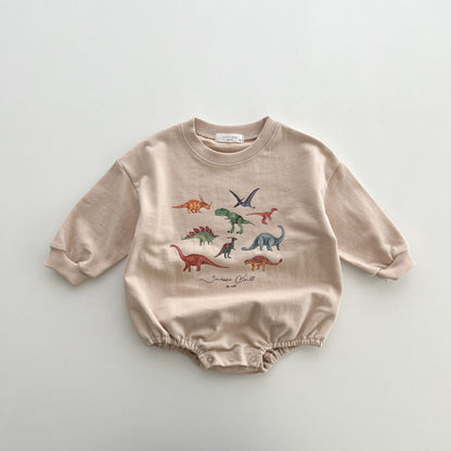 Dinosaur World Romper [ivory & green]